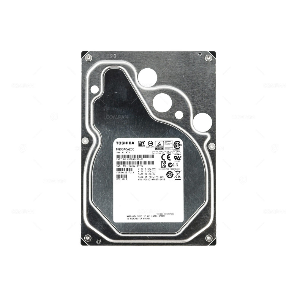 MG03ACA200 TOSHIBA 2TB 7.2K 6G SATA 3.5 LFF 64MB CACHE